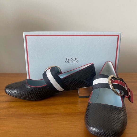 NIB Frances Valentine Katy Snake Printed Leather Maryjanes Size 8.5 - Picture 3 of 15